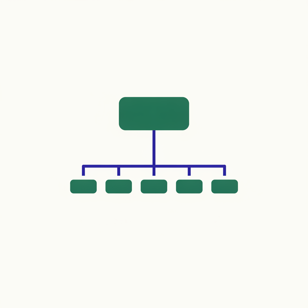 A tidy account hierarchy: one parent box branching into evenly spaced child campaign boxes